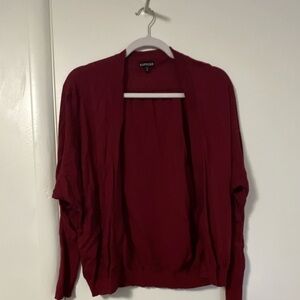 Express Women's Open-Front Burgundy Cardigan